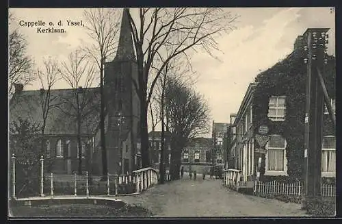 AK Capelle a. d. Yssel, Kerklaan, Ortspartie mit Kirche