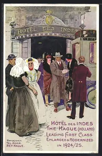 Künstler-AK den Haag, Hotel des Indes, Leading Frist Class