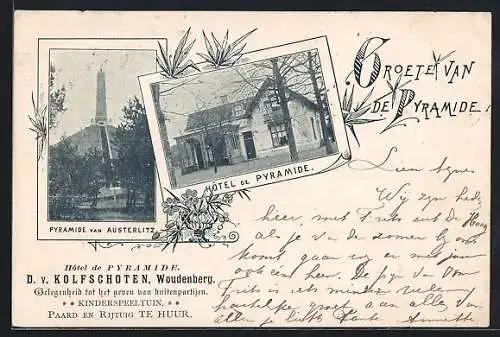 AK Woudenberg, Hotel de Pyramide, D. v. Kolfschoten, Pyramide van Austerlitz