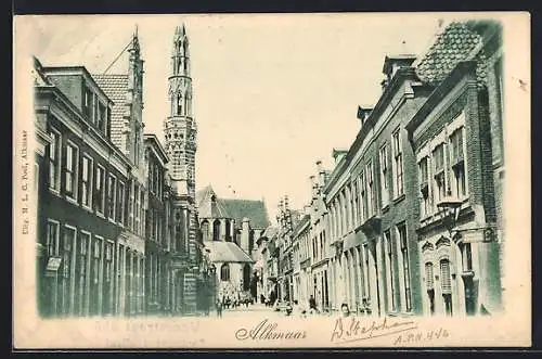 AK Alkmaar, Ortspartie mit Blick zur Kirche