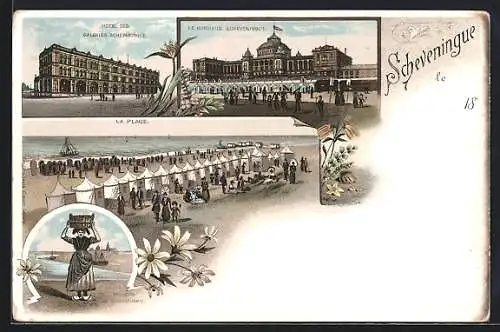 Lithographie Scheveningen / Scheveningue, Hotel des Galeries Scheveningue, Le Kurhaus