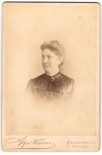 Fotografie Alfred Weidener, Halberstadt, Portrait einer Dame im eleganten Kleid