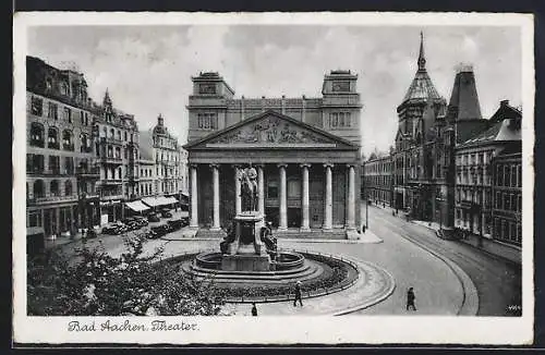 AK Bad Aachen, Theater mit Strasse aus der Vogelschau