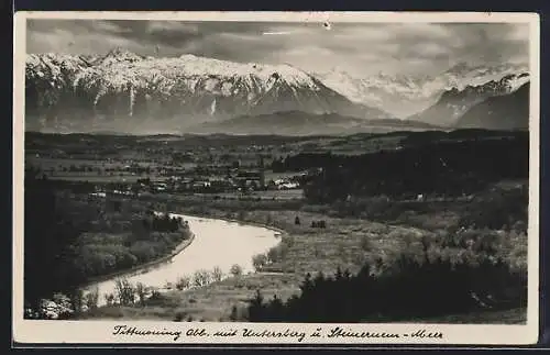 AK Tittmoning /Obb., Ortsansicht gegen Untersberg und Steinernes Meer