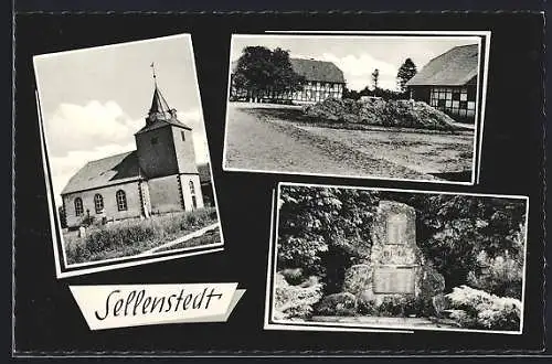 AK Sellenstedt /Alfeld, Kriegerdenkmal, Kirche, Ortspartie