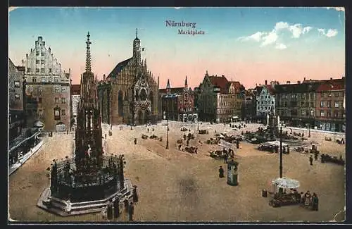 AK Nürnberg, Marktplatz aus der Vogelschau