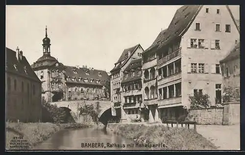 AK Bamberg, Rathaus mit Kanalpartie