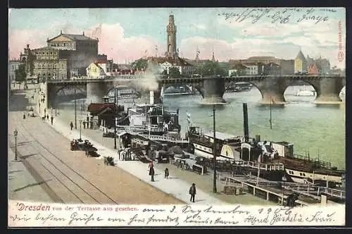 AK Dresden, Blick von der Terrasse auf die Stadt