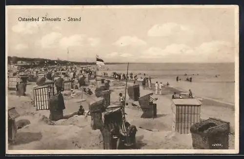 AK Zinnowitz, Ostseebad mit Strandkörben