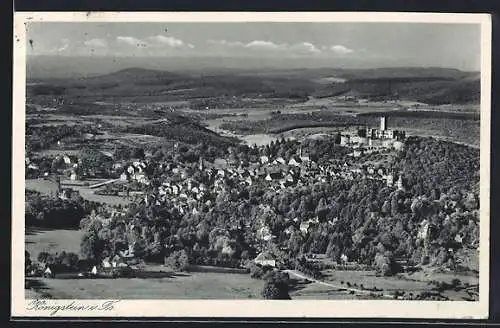 AK Königstein i. Ts., Burg Königstein und Ort am Fuss des Burghügels