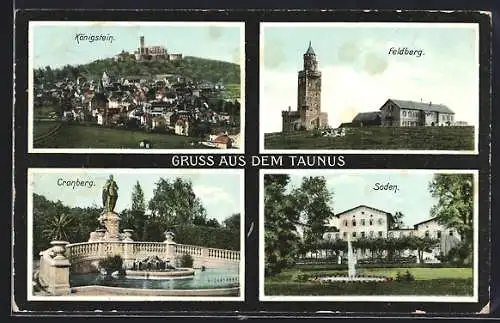 AK Königstein / Taunus, Ortsansicht, Feldberg, Cronberg, Soden