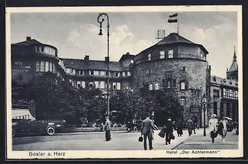 AK Goslar, Hotel der Achtermann mit Leuten