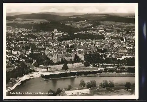 AK Aschaffenburg, Flusspartie des Mains vom Flugzeug aus