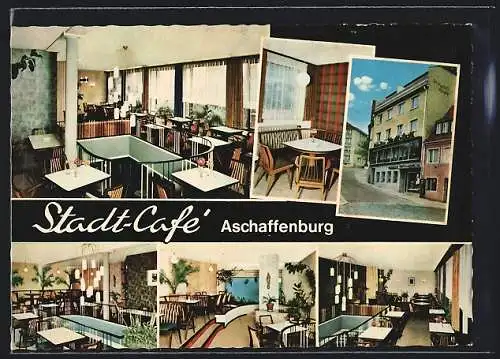 AK Aschaffenburg, Conditorei-Restaurant Stadt-Café an der alten Mainbrücke