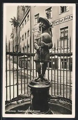 AK Nürnberg, Dudelsackpfeiffer-Brunnen, Wirtshaus Wehefritz