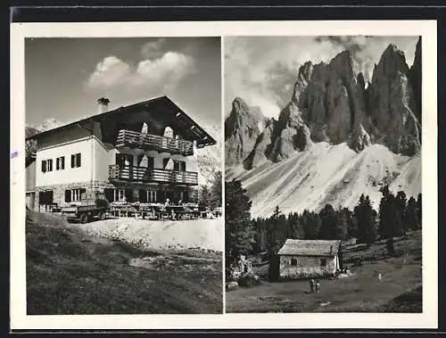 AK Villnösstal /Dolomiten, Der Alpengasthof Glatschhütte, Geislergruppe