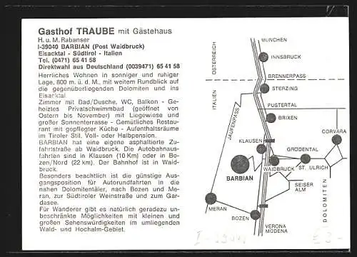 AK Barbian, Gasthof Traube in vier Ansichten