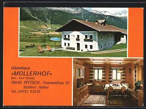 AK Pfitsch /Südtirol, Gasthaus Müllerhof im Bergidyll, Inh. Karl Delueg