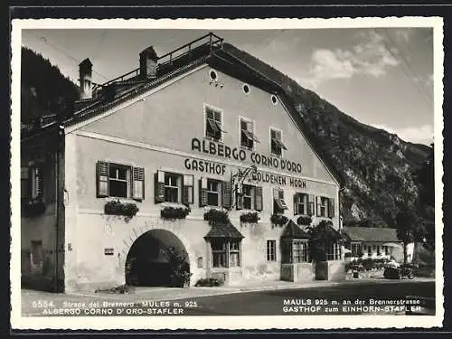 AK Mauls an der Brennerstrasse, Gasthof zum Goldenen Horn