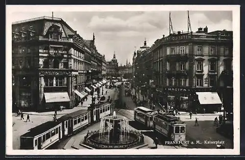 AK Frankfurt a. M., Kaiserplatz mit Strassenbahn