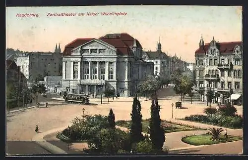 AK Magdeburg, Zentraltheater am Kaiser Wilhelmplatz