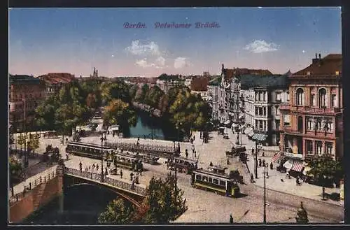 AK Berlin-Tiergarten, Potsdamer Brücke, Strassenbahnen