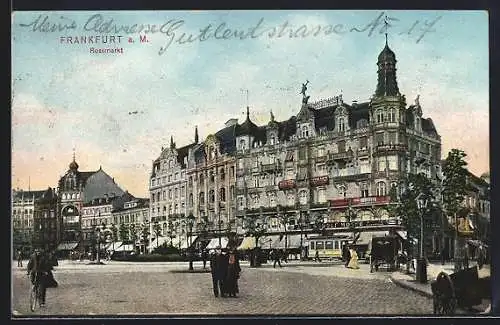 AK Frankfurt a. M., Rossmarkt, Strassenbahn