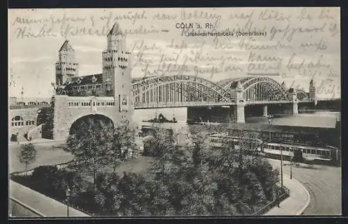 AK Köln, Hohenzollernbrücke (Dombrücke)