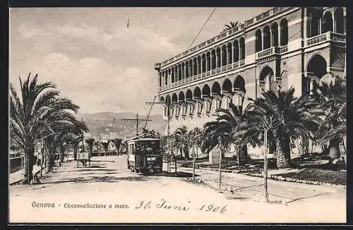 AK Genova, Circonvallazione a mare, Strassenbahn