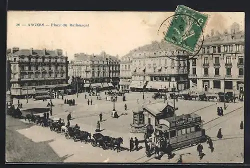 AK Angers, Place du Ralliement, Strassenbahn