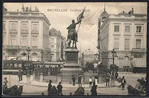 AK Bruxelles, La Place Royale, Strassenbahn