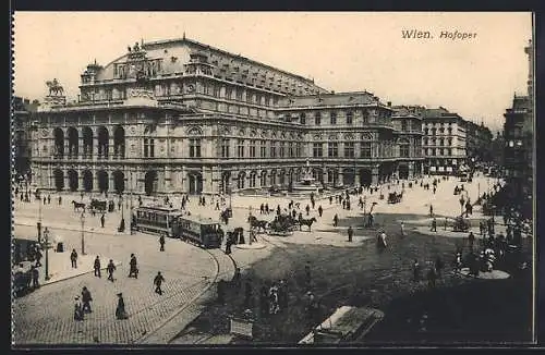 AK Wien, Strassenbahnen vor der Hofoper