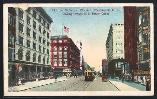 AK Washington, D. C., G Street N. W., at Eleventh, looking toward US Patent Office, Strassenbahn