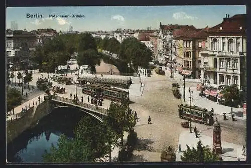 AK Berlin, Strassenbahn auf der Potsdamer Brücke