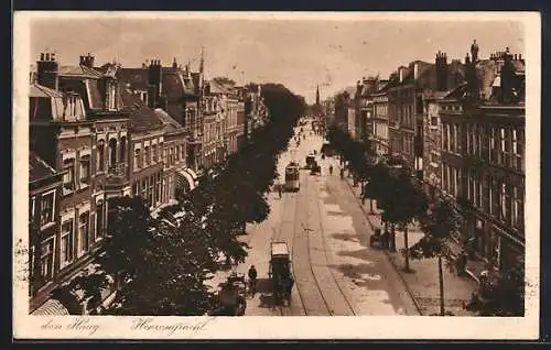 AK Den Haag, Heerengracht, Strassenbahn