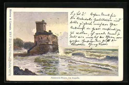 Künstler-AK Philipp + Kramer Nr. XV /7: Rapallo, Sarazenen-Turm