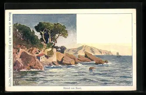 Künstler-AK Philipp + Kramer Nr. XV /9: Nervi, Strand von Nervi