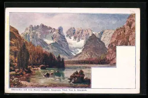 Künstler-AK Philipp + Kramer Nr. VIII /10: Cortina, Dürrensee mit dem Monte-Cristallo