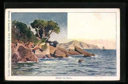 Künstler-AK Philipp + Kramer Nr. XV /9: Nervi, Strand von Nervi