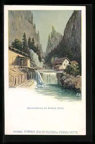 Künstler-AK Kufstein, Mühle in der Sparchenklamm