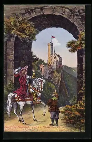 AK Honau / Württ., Georg von Sturmfeder und der Pfeifer von Hardt Lichtenstein