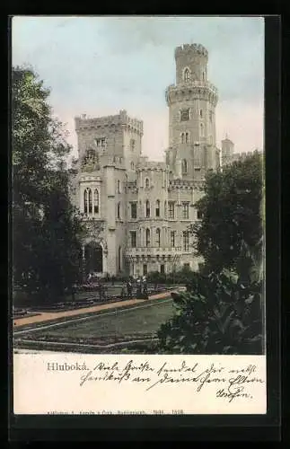 AK Schloss Frauenberg, Hluboká, mit vorlagerten Gärten