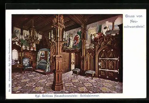 AK Kgl. Schloss Neuschwanstein, Schlafzimmer