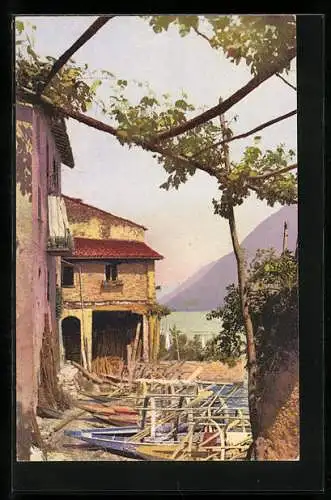 Künstler-AK Photochromie Nr. 3301: Lago di Lugano, Gandrid