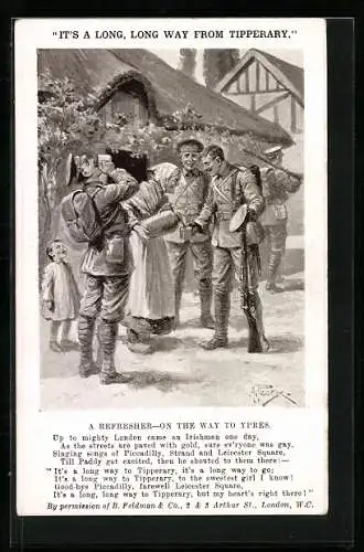 Künstler-AK British Soldiers get a refresher on the way to Ypres