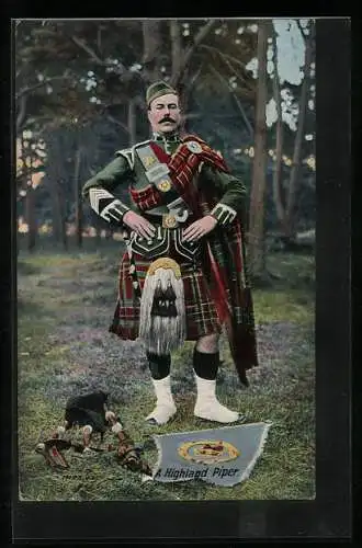 AK A Highland Piper in festive uniform