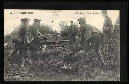 AK Armée Anglaise, Montage d`un canon