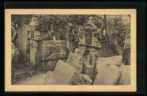 AK Prag, Motiv vom alten Judenfriedhof