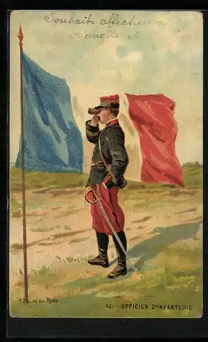 Künstler-AK Officier d`Infanterie francaise