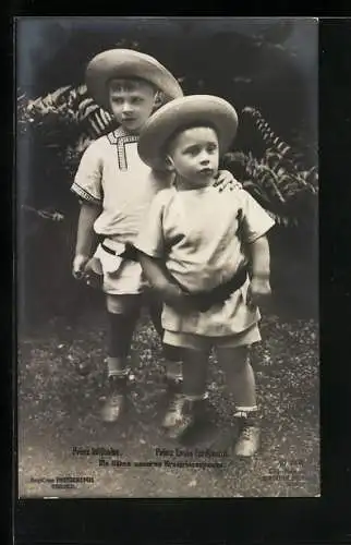 AK Prinz Louis Feridnand und Prinz Wilhelm von Preussen als Kleinkinder mit Cowboyhüten